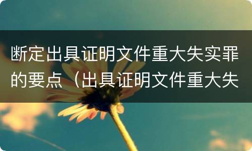 断定出具证明文件重大失实罪的要点（出具证明文件重大失实罪的构成要件错误的是什么）