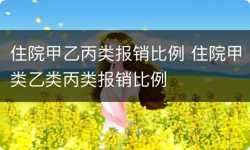 住院甲乙丙类报销比例 住院甲类乙类丙类报销比例