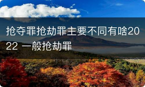 抢夺罪抢劫罪主要不同有啥2022 一般抢劫罪