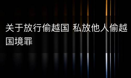 关于放行偷越国 私放他人偷越国境罪