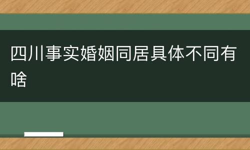 四川事实婚姻同居具体不同有啥