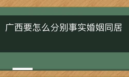 广西要怎么分别事实婚姻同居