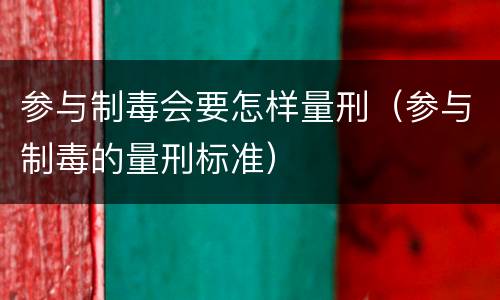 参与制毒会要怎样量刑（参与制毒的量刑标准）