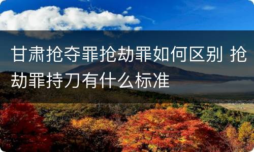 甘肃抢夺罪抢劫罪如何区别 抢劫罪持刀有什么标准