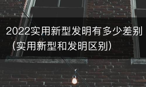 2022实用新型发明有多少差别（实用新型和发明区别）