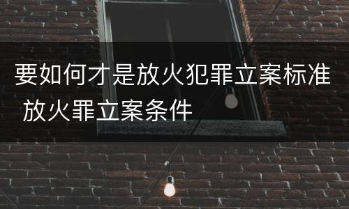 要如何才是放火犯罪立案标准 放火罪立案条件