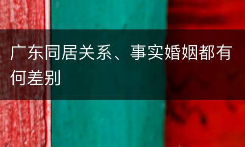 广东同居关系、事实婚姻都有何差别