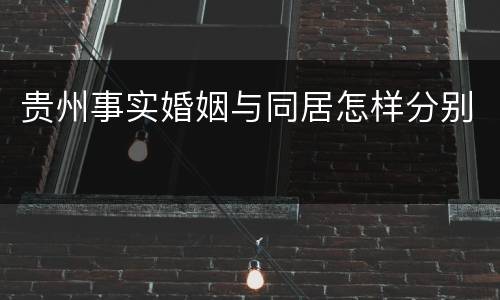 贵州事实婚姻与同居怎样分别