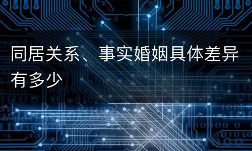 同居关系、事实婚姻具体差异有多少