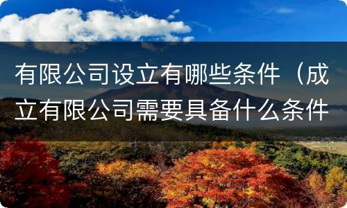 有限公司设立有哪些条件（成立有限公司需要具备什么条件）