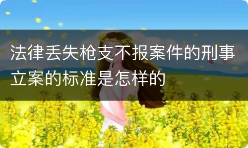 法律丢失枪支不报案件的刑事立案的标准是怎样的