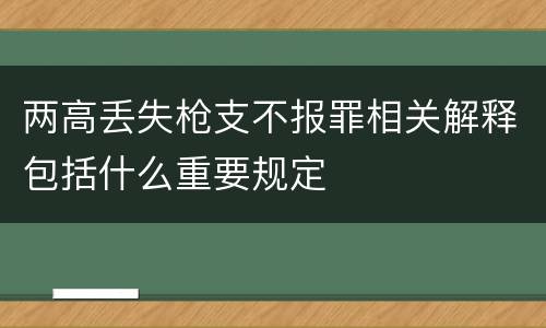 两高丢失枪支不报罪相关解释包括什么重要规定