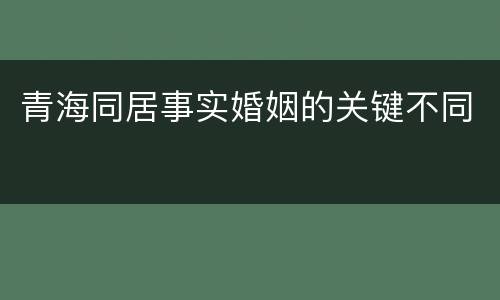 青海同居事实婚姻的关键不同