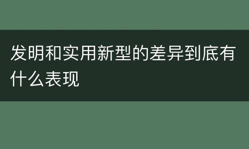 发明和实用新型的差异到底有什么表现