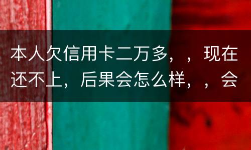 本人欠信用卡二万多，，现在还不上，后果会怎么样，，会不会坐牢