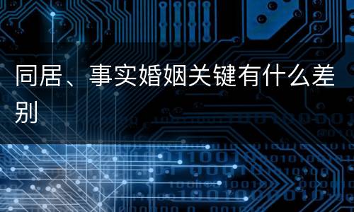同居、事实婚姻关键有什么差别