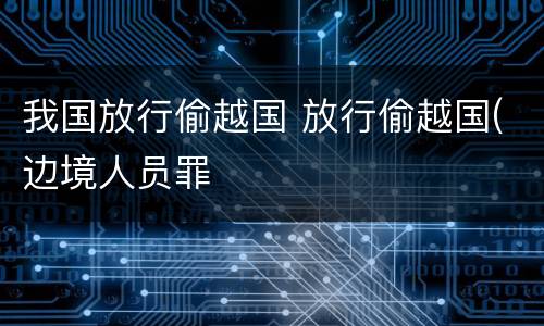 我国放行偷越国 放行偷越国(边境人员罪