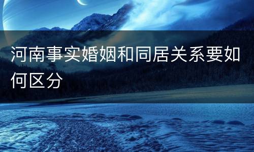 河南事实婚姻和同居关系要如何区分