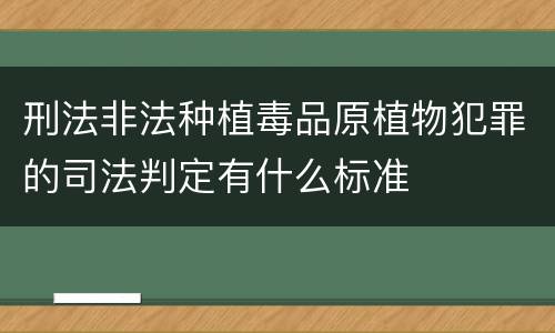 刑法非法种植毒品原植物犯罪的司法判定有什么标准