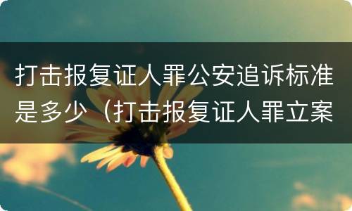 打击报复证人罪公安追诉标准是多少（打击报复证人罪立案标准）