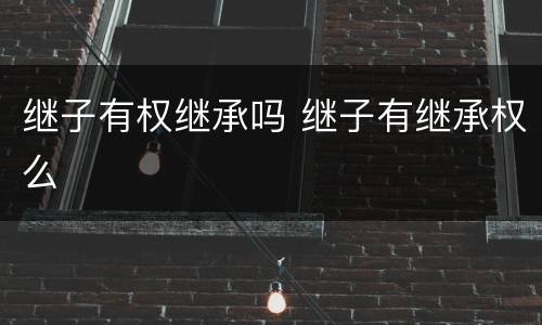 继子有权继承吗 继子有继承权么