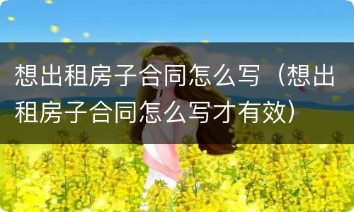 想出租房子合同怎么写（想出租房子合同怎么写才有效）