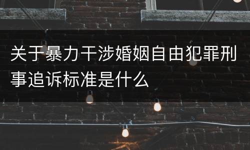 关于暴力干涉婚姻自由犯罪刑事追诉标准是什么