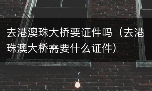 去港澳珠大桥要证件吗（去港珠澳大桥需要什么证件）