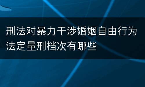 刑法对暴力干涉婚姻自由行为法定量刑档次有哪些