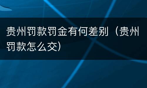 贵州罚款罚金有何差别（贵州罚款怎么交）