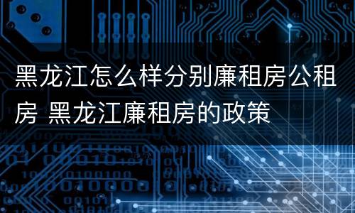 黑龙江怎么样分别廉租房公租房 黑龙江廉租房的政策