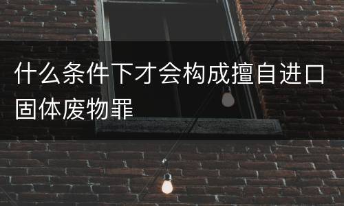 什么条件下才会构成擅自进口固体废物罪