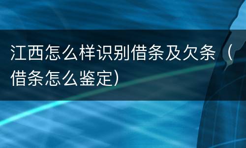 江西怎么样识别借条及欠条（借条怎么鉴定）