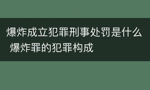 爆炸成立犯罪刑事处罚是什么 爆炸罪的犯罪构成