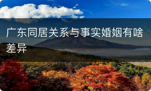 广东同居关系与事实婚姻有啥差异