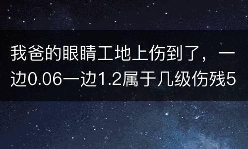 我爸的眼睛工地上伤到了，一边0.06一边1.2属于几级伤残53岁了能陪多少钱谢谢