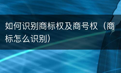 如何识别商标权及商号权（商标怎么识别）
