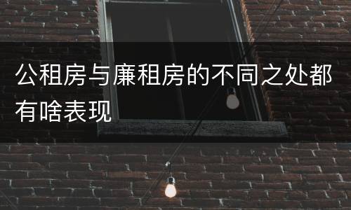 公租房与廉租房的不同之处都有啥表现
