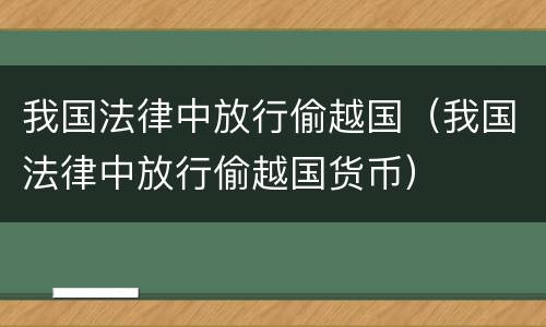 我国法律中放行偷越国（我国法律中放行偷越国货币）