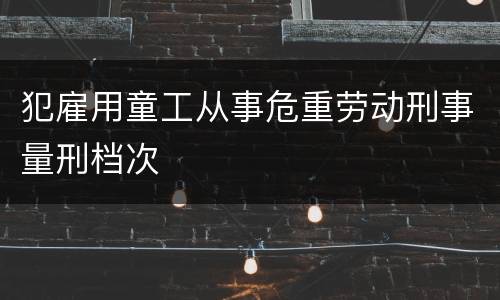 犯雇用童工从事危重劳动刑事量刑档次