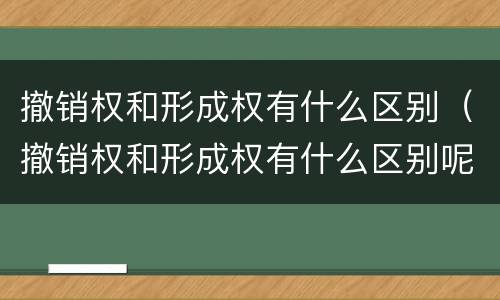 撤销权和形成权有什么区别（撤销权和形成权有什么区别呢）