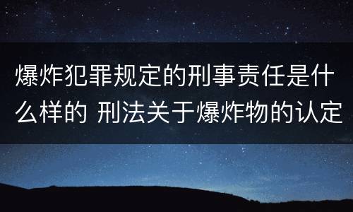 爆炸犯罪规定的刑事责任是什么样的 刑法关于爆炸物的认定