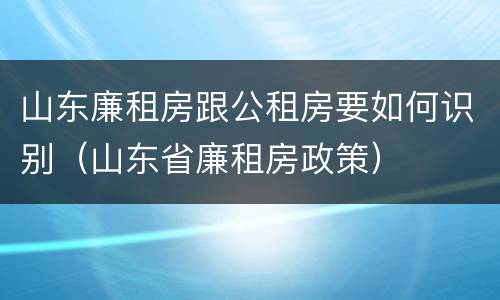 山东廉租房跟公租房要如何识别（山东省廉租房政策）