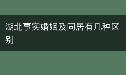 湖北事实婚姻及同居有几种区别