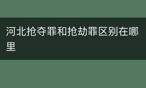 河北抢夺罪和抢劫罪区别在哪里