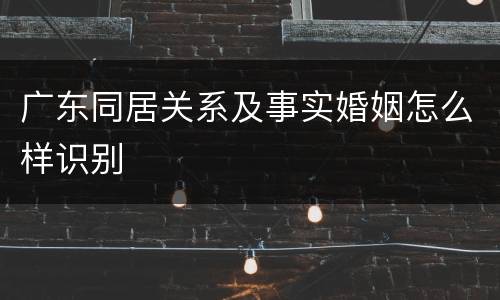 广东同居关系及事实婚姻怎么样识别