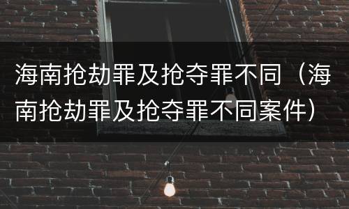 海南抢劫罪及抢夺罪不同（海南抢劫罪及抢夺罪不同案件）