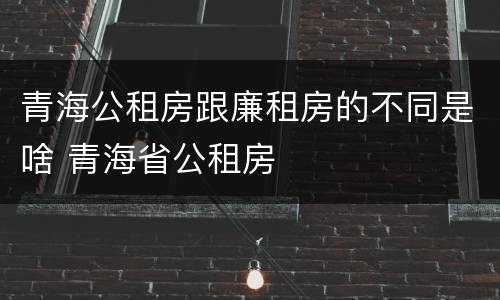 青海公租房跟廉租房的不同是啥 青海省公租房
