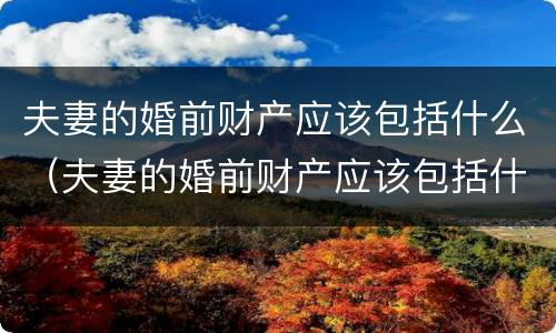 夫妻的婚前财产应该包括什么（夫妻的婚前财产应该包括什么内容）