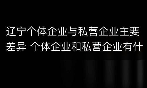 辽宁个体企业与私营企业主要差异 个体企业和私营企业有什么区别和联系